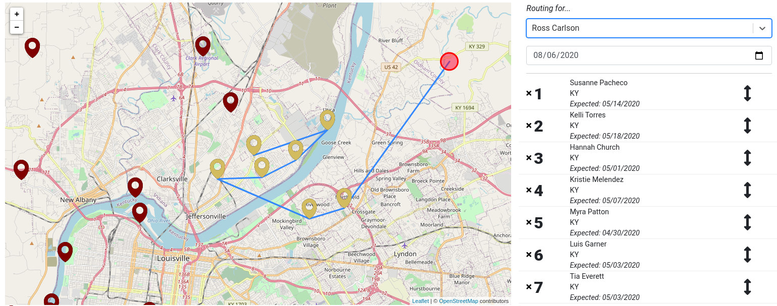 Demo image of a routing application we built in React